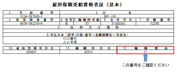 雇用保険受給資格者証